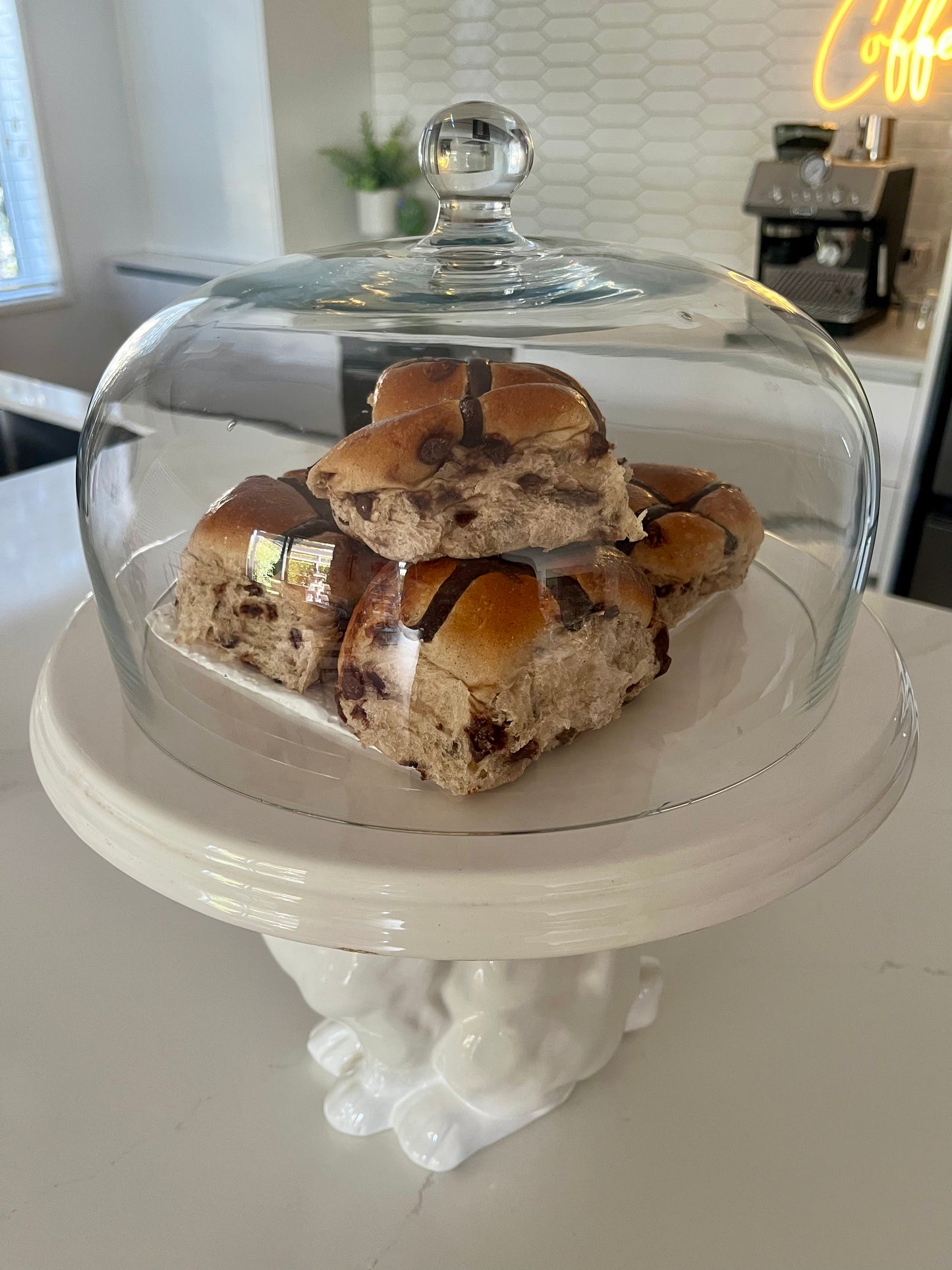 Beautiful Bunny Treat Stand with Glass Dome