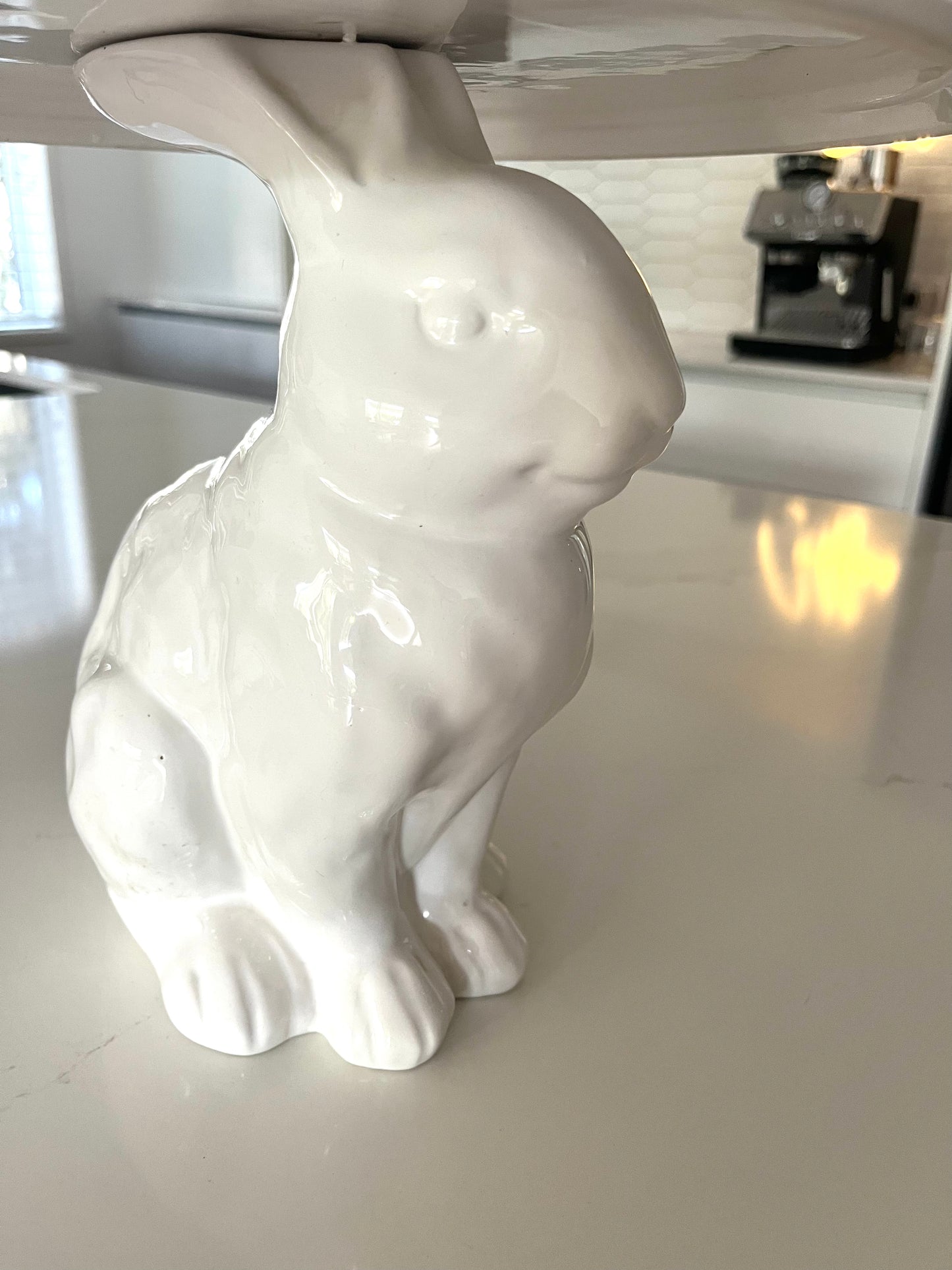 Beautiful Bunny Treat Stand with Glass Dome