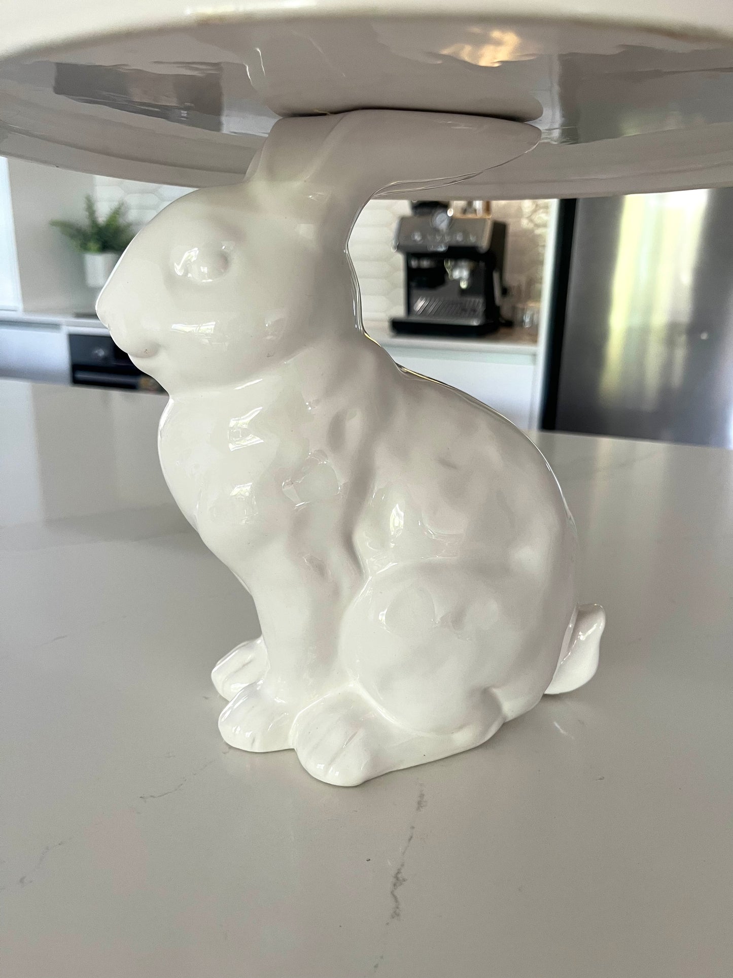 Beautiful Bunny Treat Stand with Glass Dome