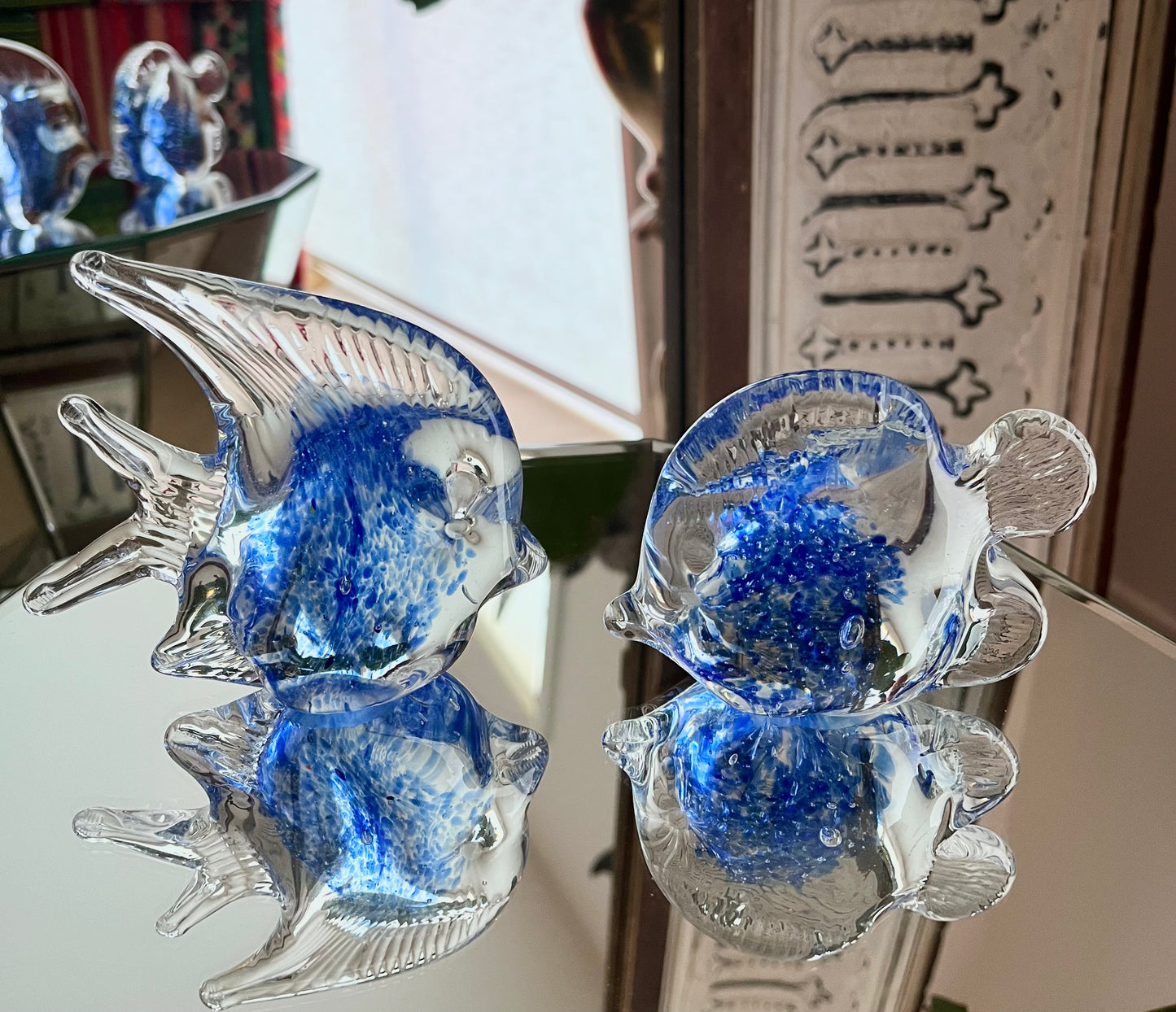 Set of 5 Colourful Glass Fish Sculptures