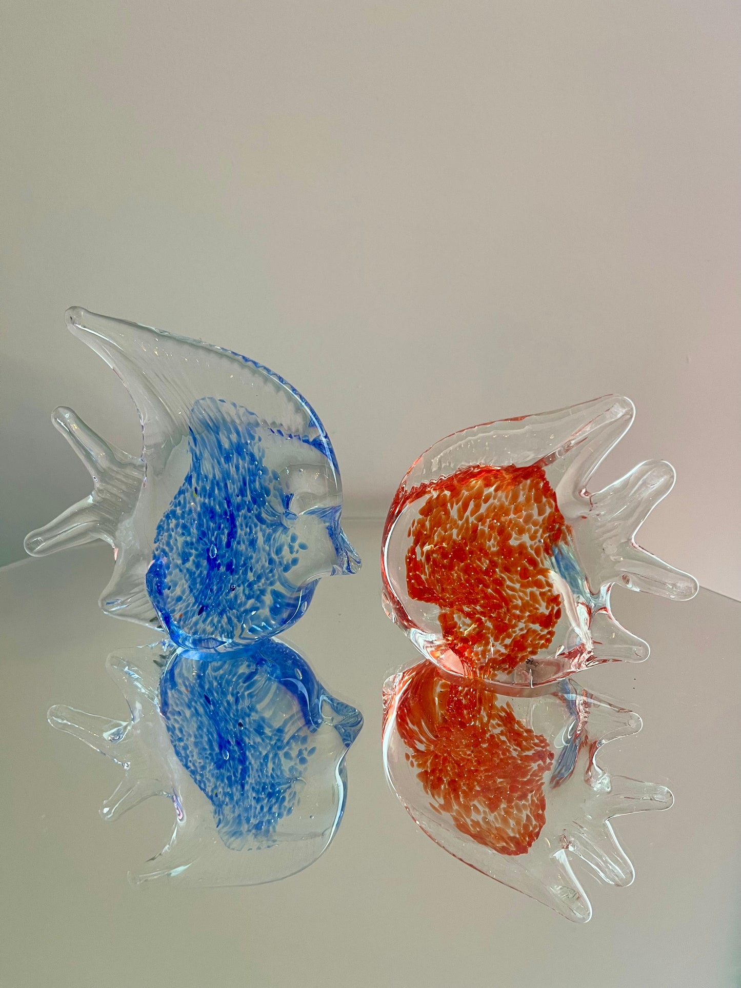 Set of 5 Colourful Glass Fish Sculptures