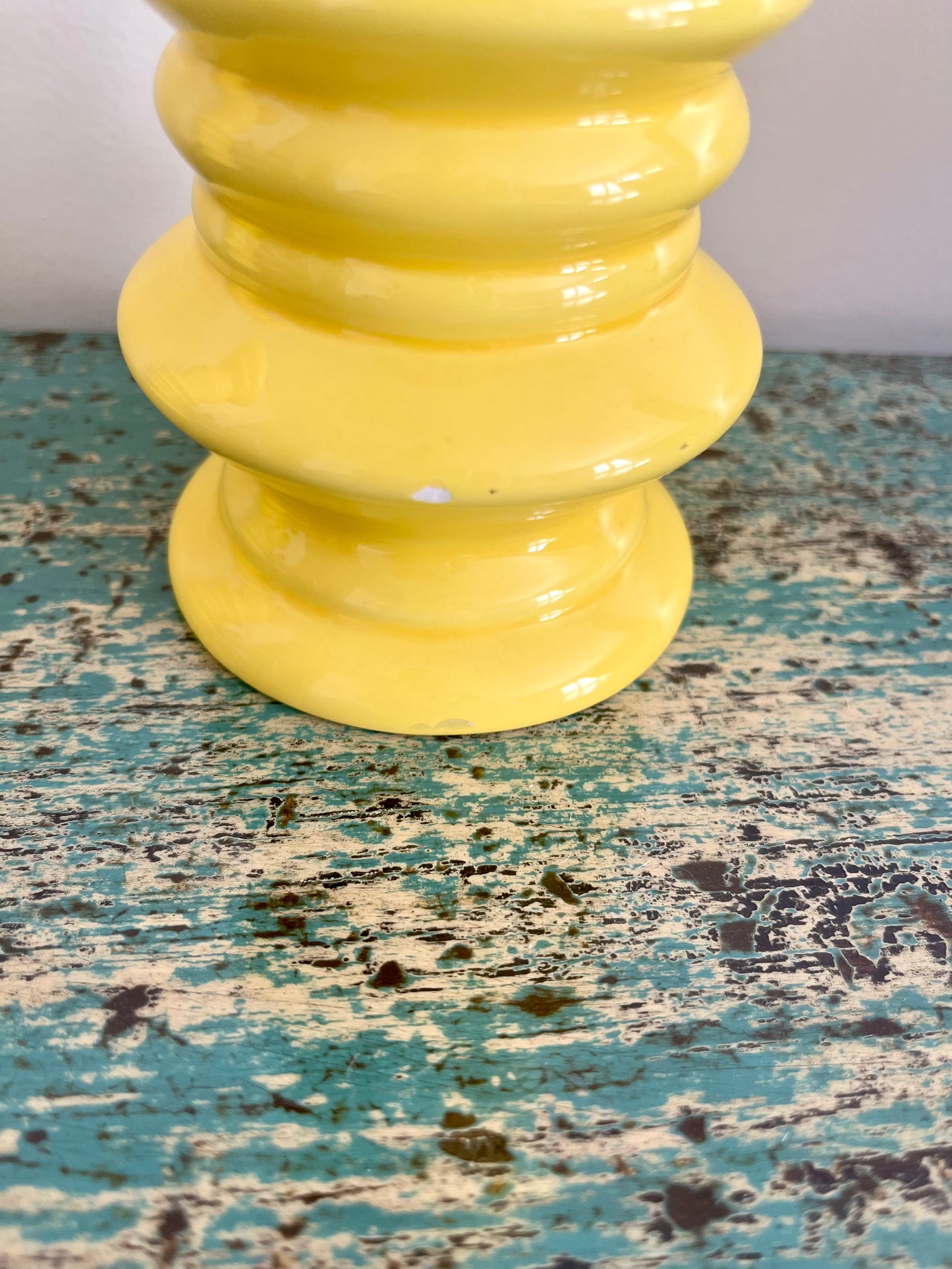 Pair of Yellow Ceramic Candlesticks
