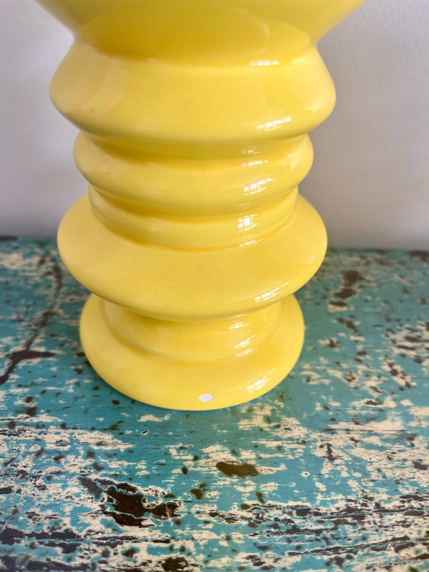 Pair of Yellow Ceramic Candlesticks