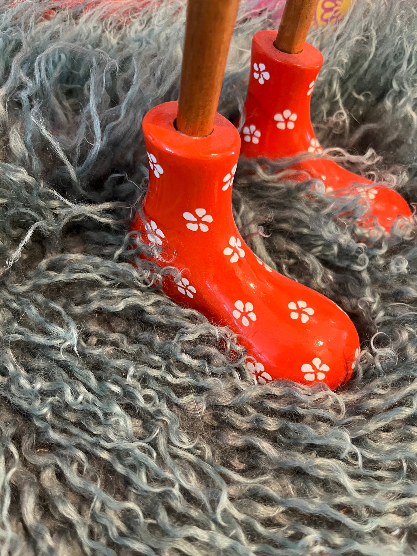 Funky Wooden Duck in Orange Boots