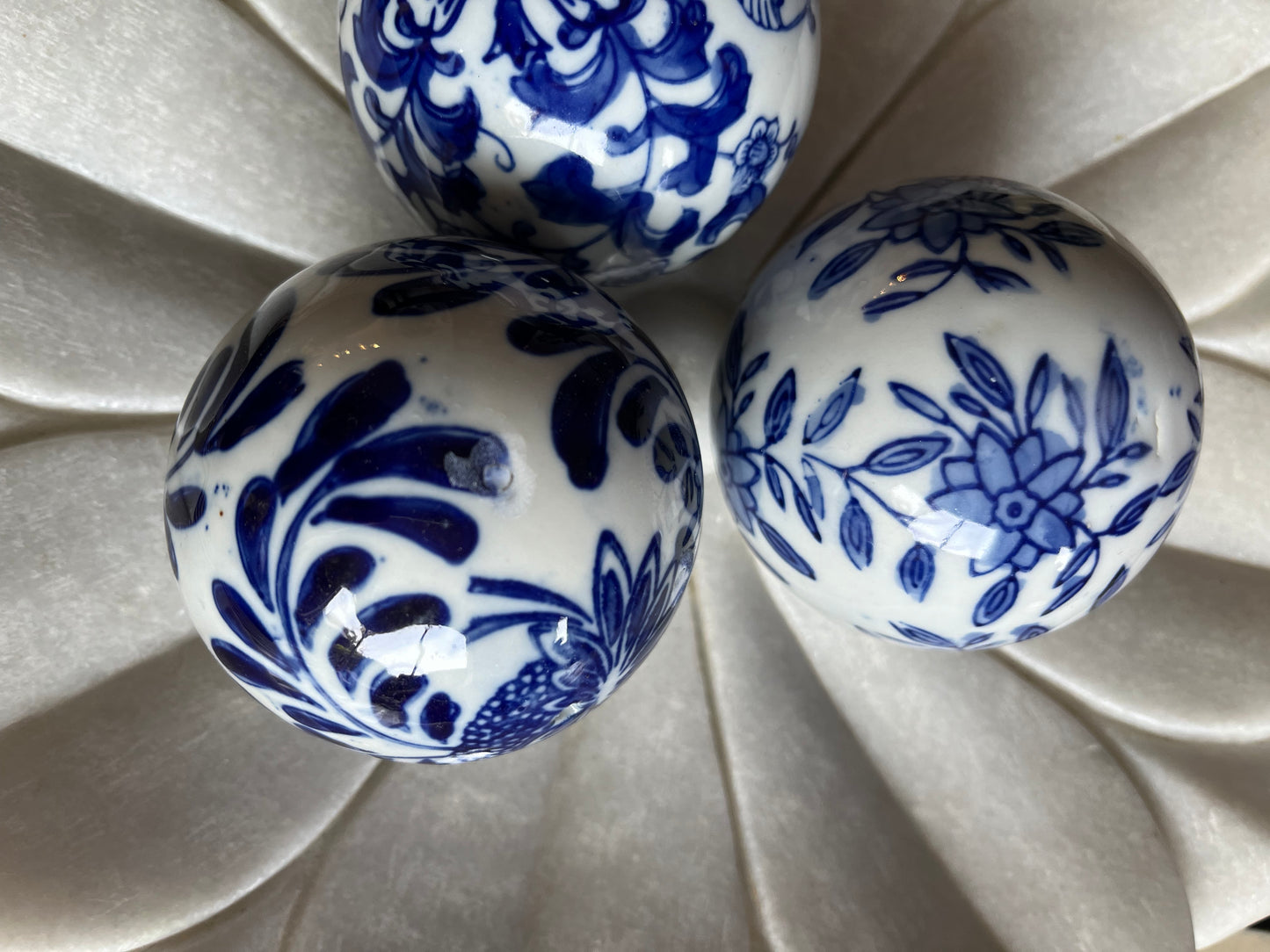 Gorgeous Marble Lotus Plate with Porcelain Balls
