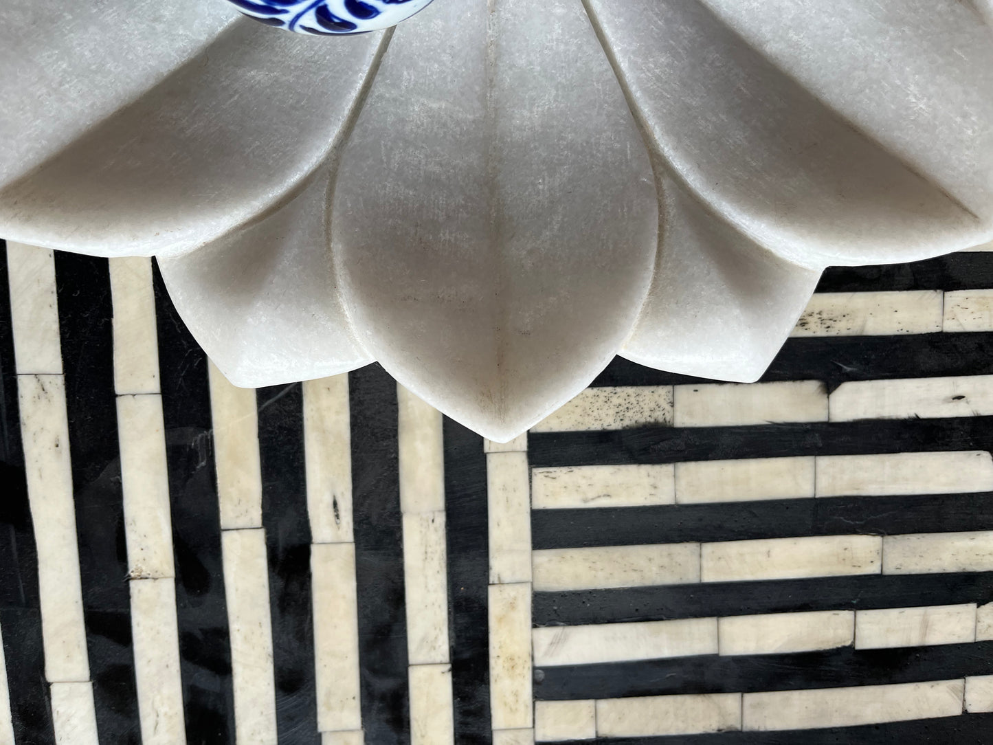 Gorgeous Marble Lotus Plate with Porcelain Balls