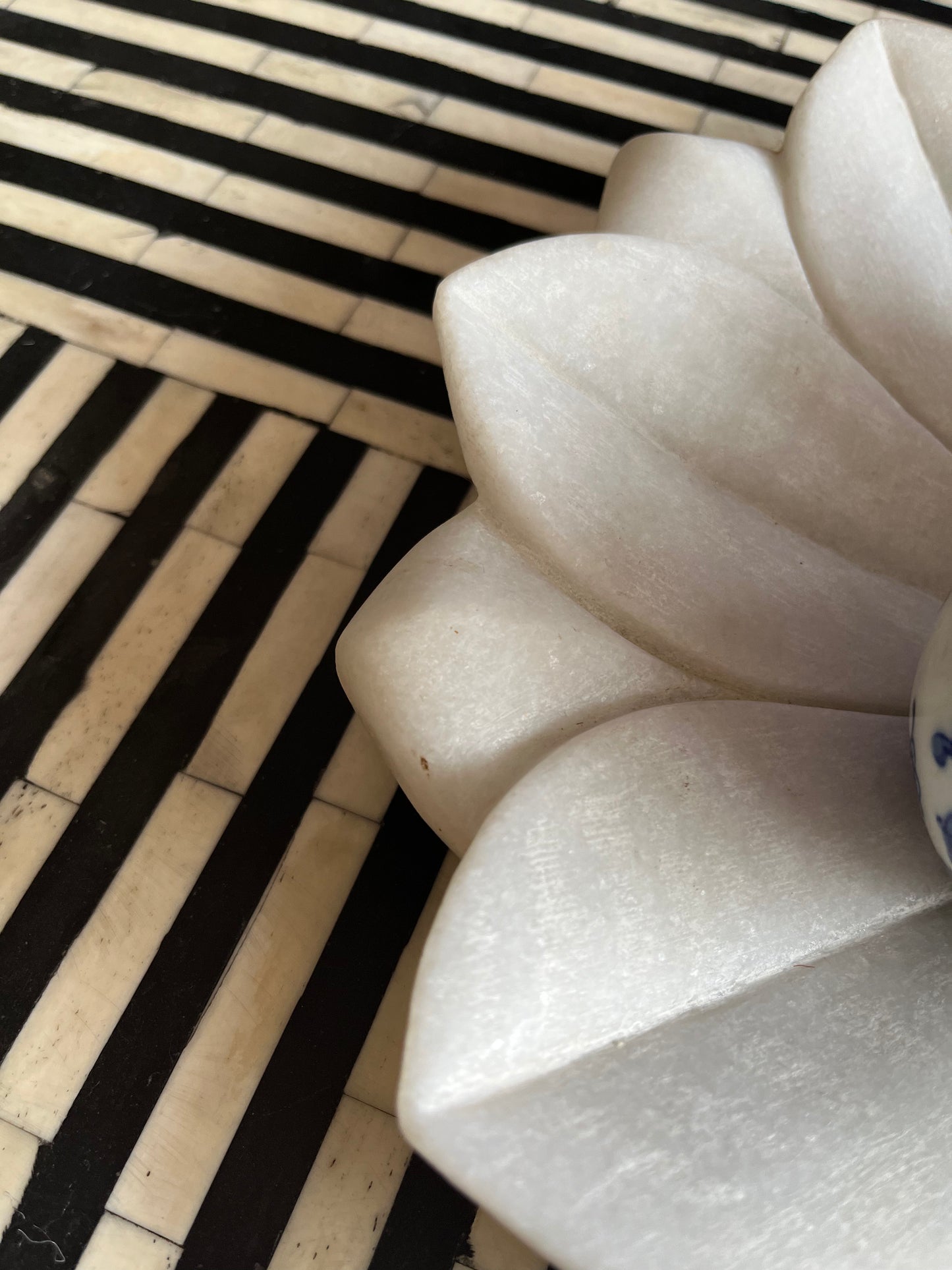 Gorgeous Marble Lotus Plate with Porcelain Balls