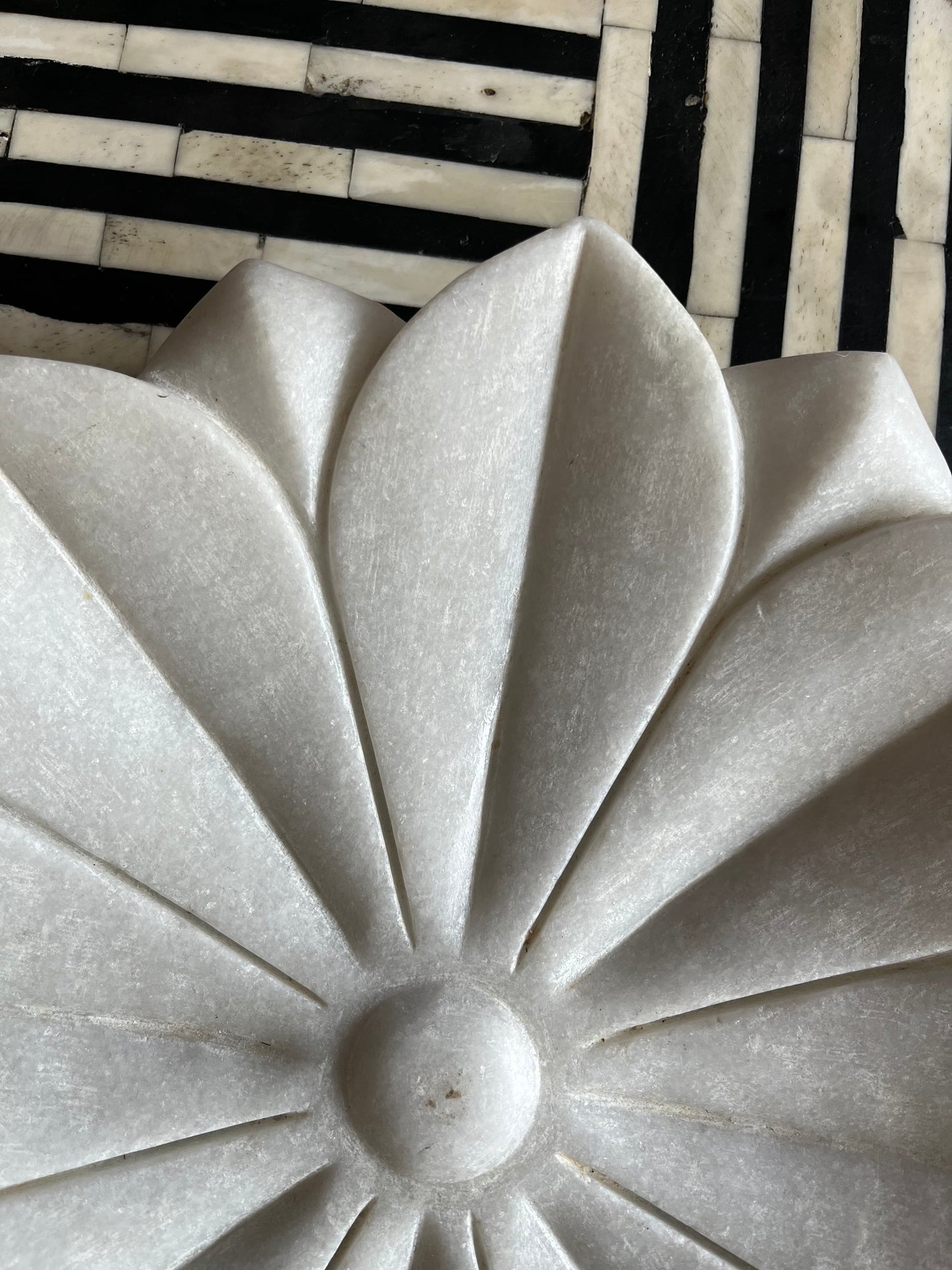Gorgeous Marble Lotus Plate with Porcelain Balls