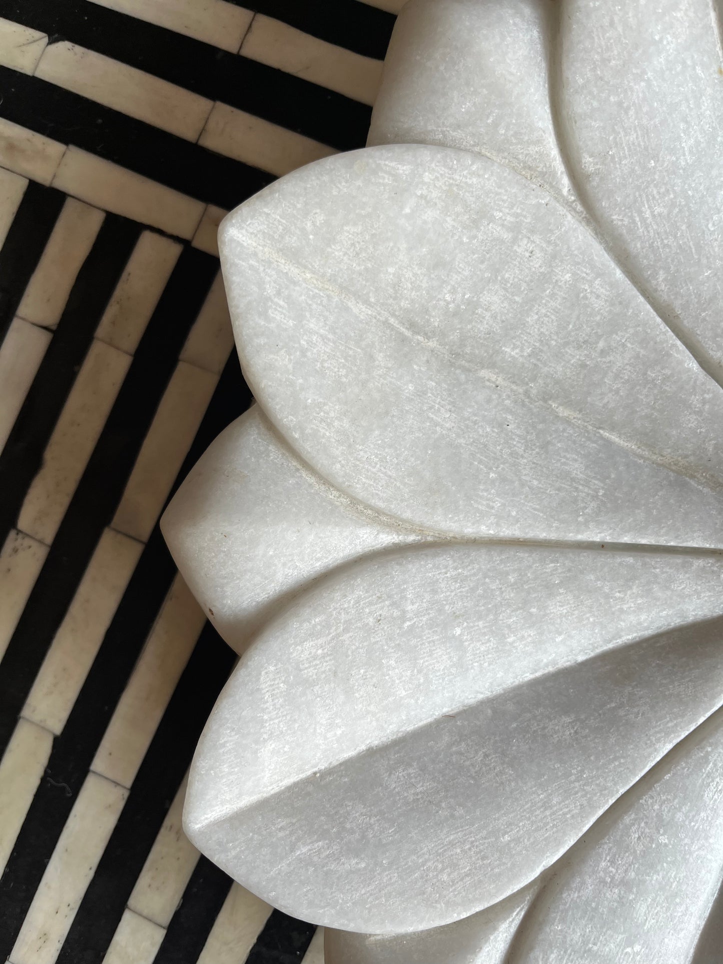 Gorgeous Marble Lotus Plate with Porcelain Balls
