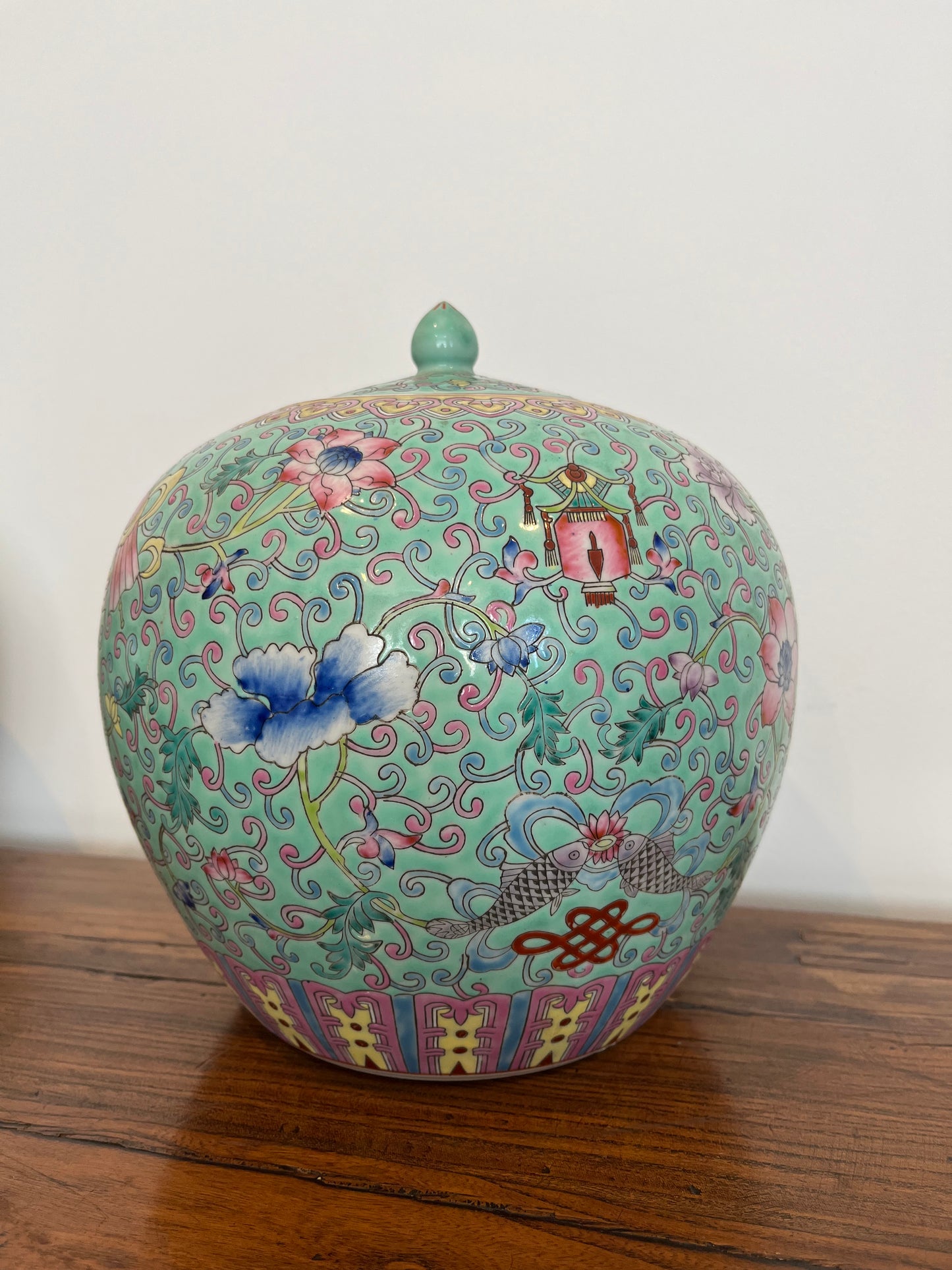 Pretty Pair of Peranakan Ginger Jars