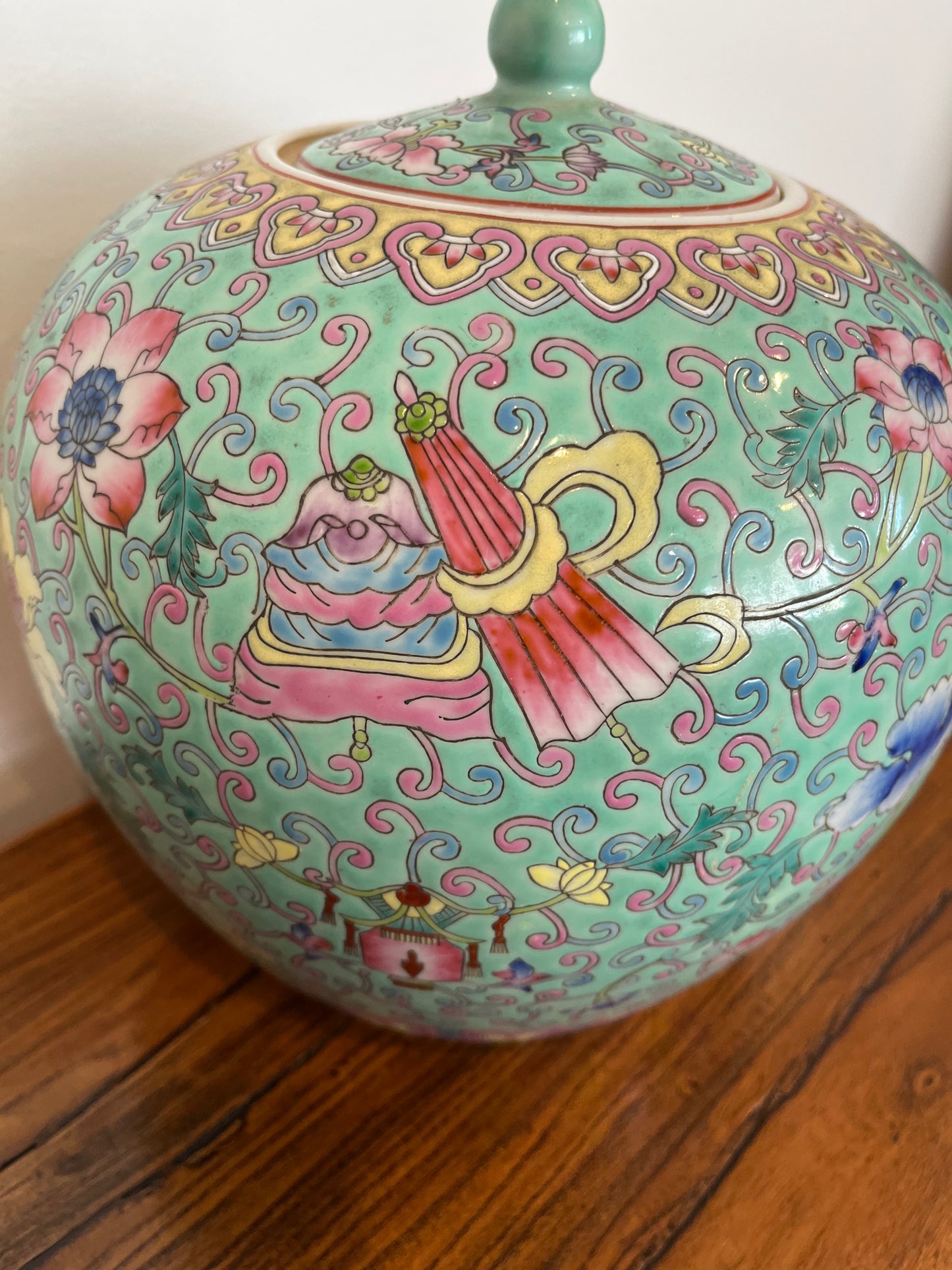 Pretty Pair of Peranakan Ginger Jars