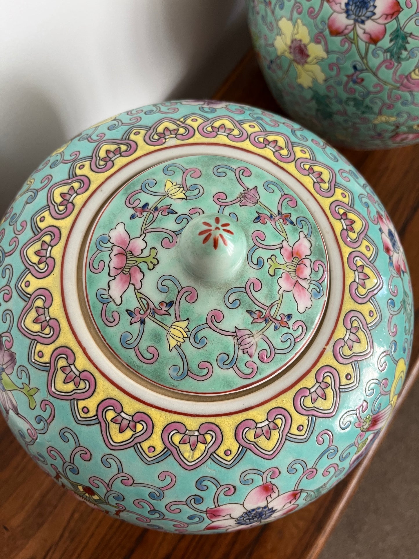 Pretty Pair of Peranakan Ginger Jars