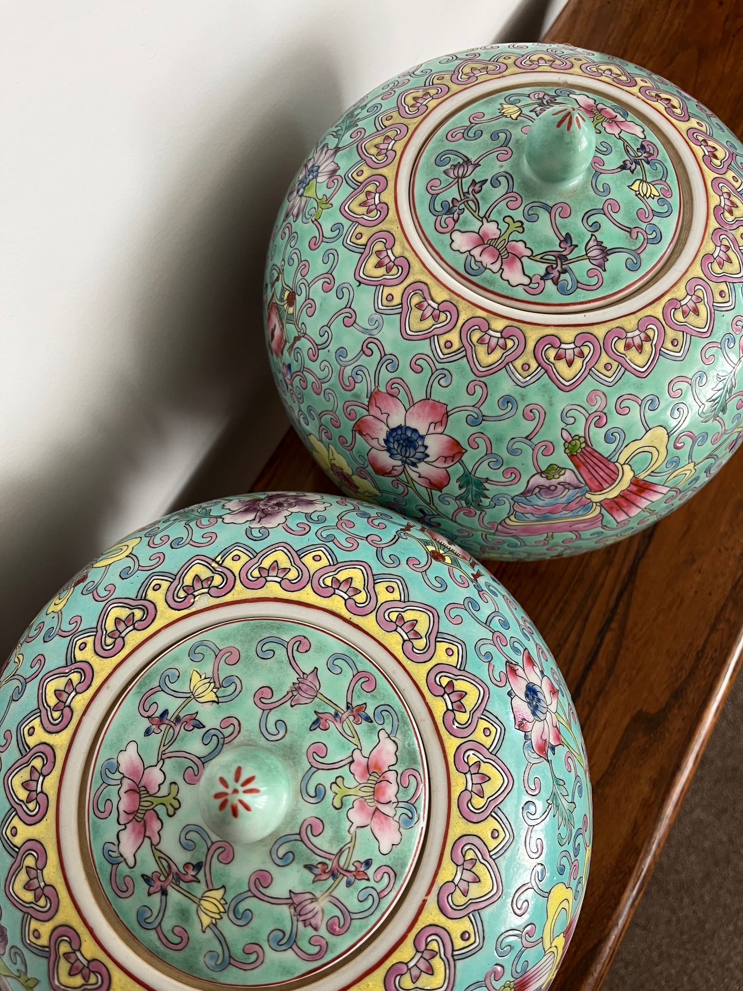 Pretty Pair of Peranakan Ginger Jars