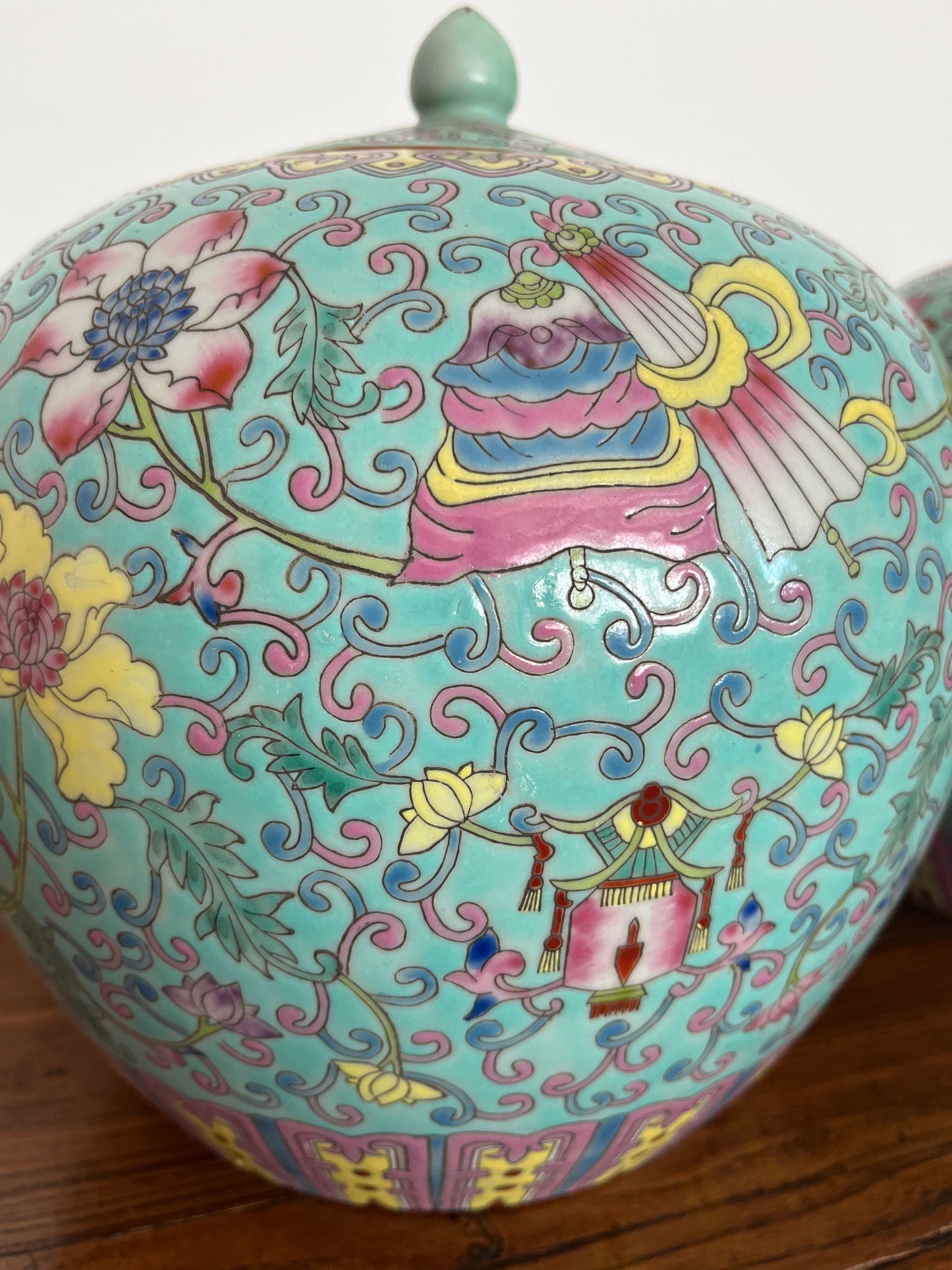 Pretty Pair of Peranakan Ginger Jars