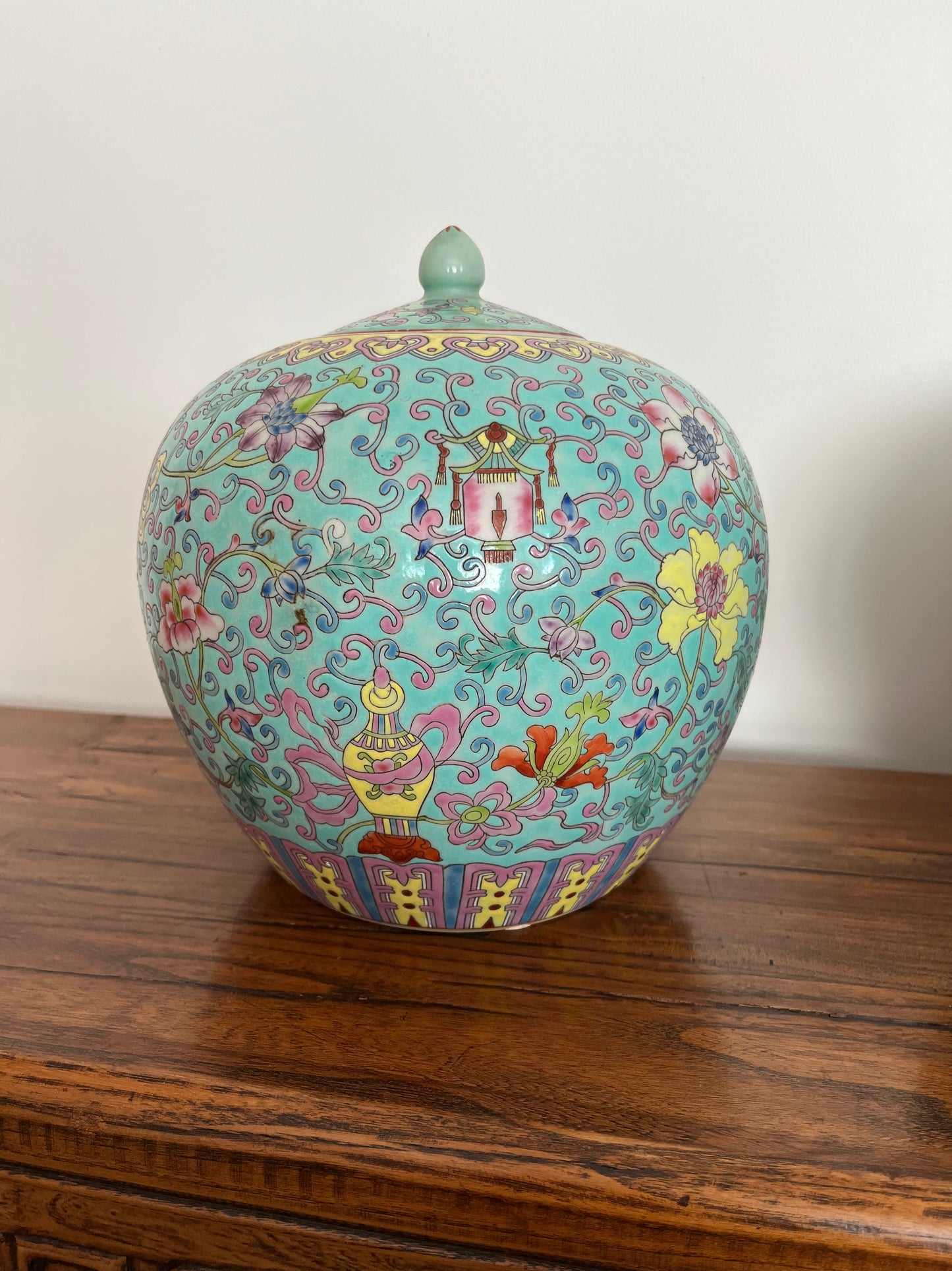 Pretty Pair of Peranakan Ginger Jars
