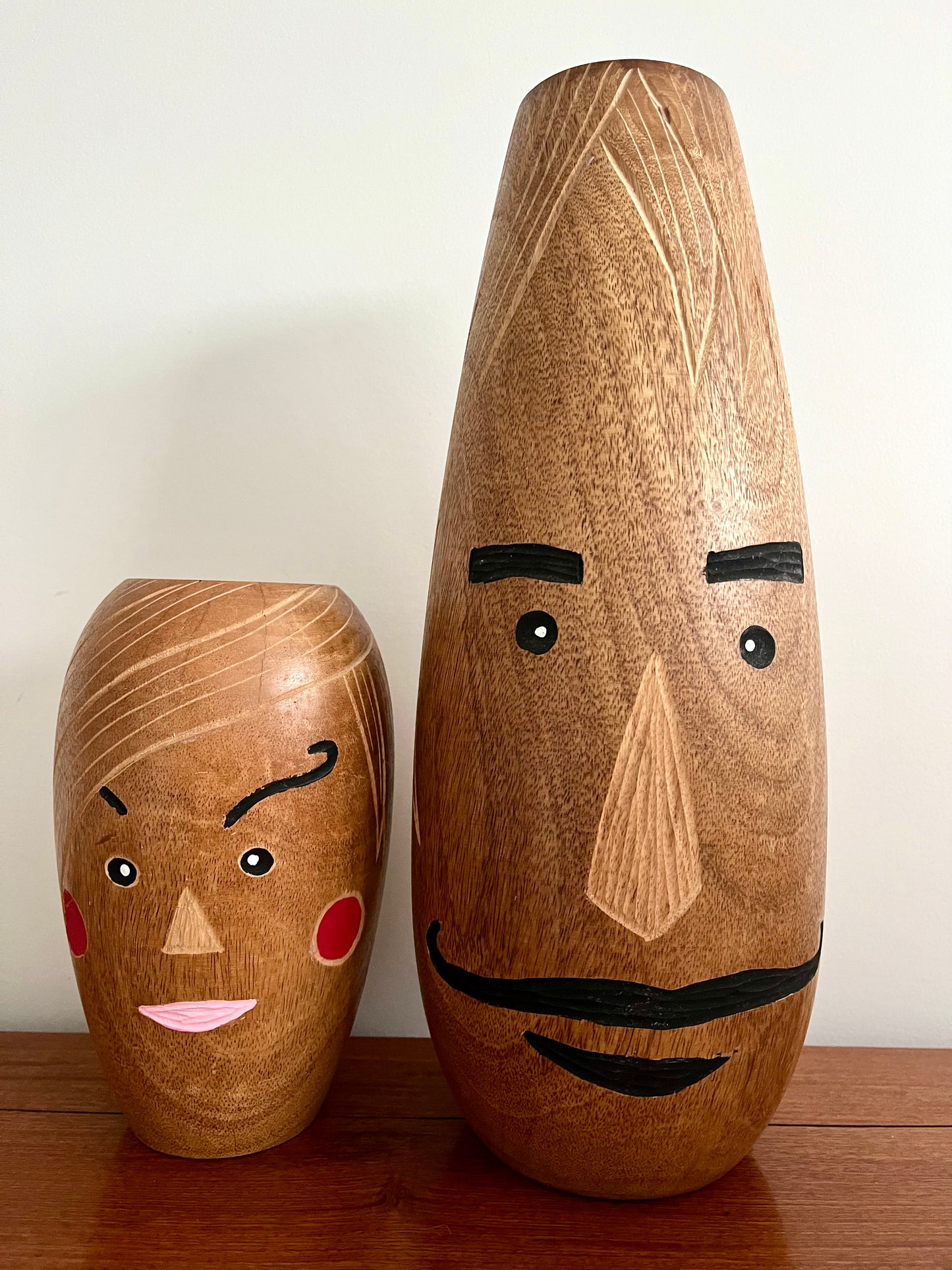 Funky Mr & Mrs Wooden Decorative Vases