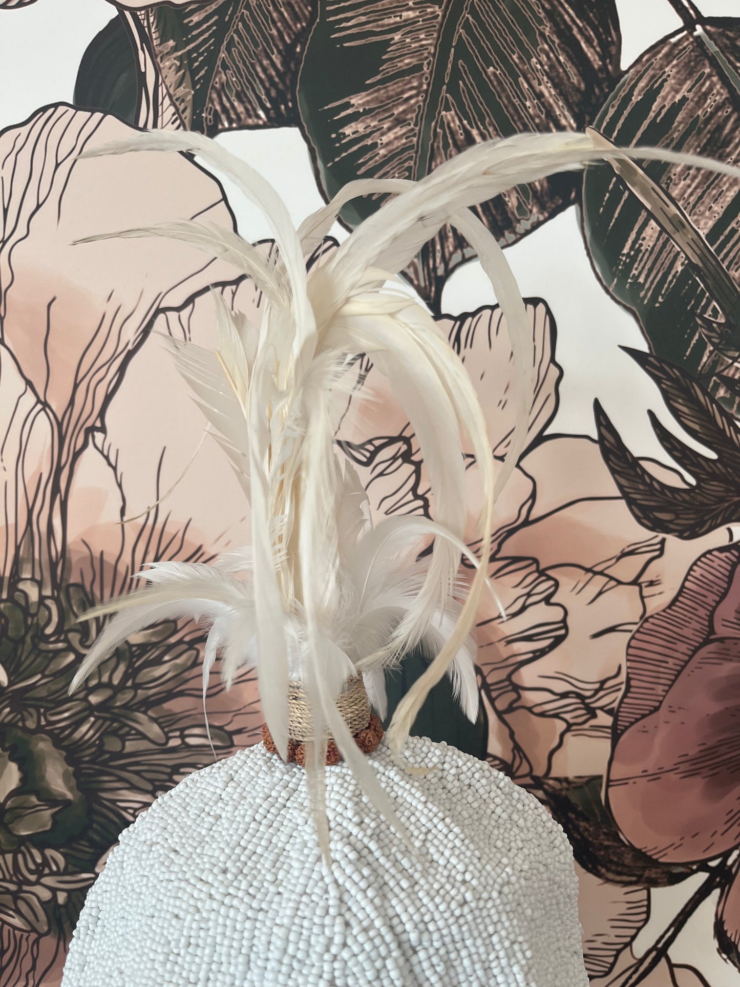 Plumed Feather & Bead Headdress With Stand