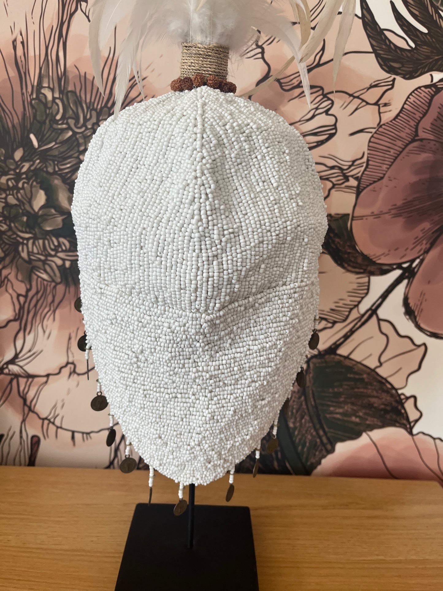 Plumed Feather & Bead Headdress With Stand