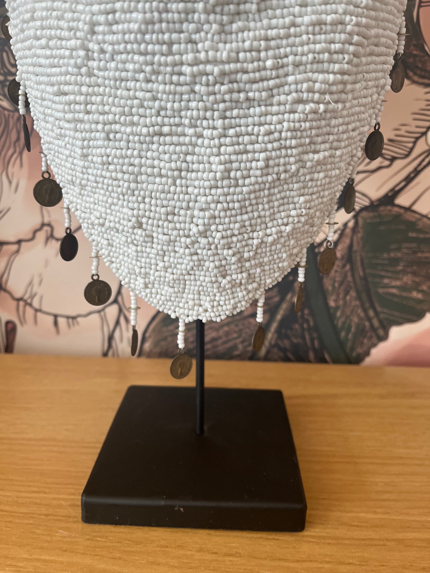 Plumed Feather & Bead Headdress With Stand