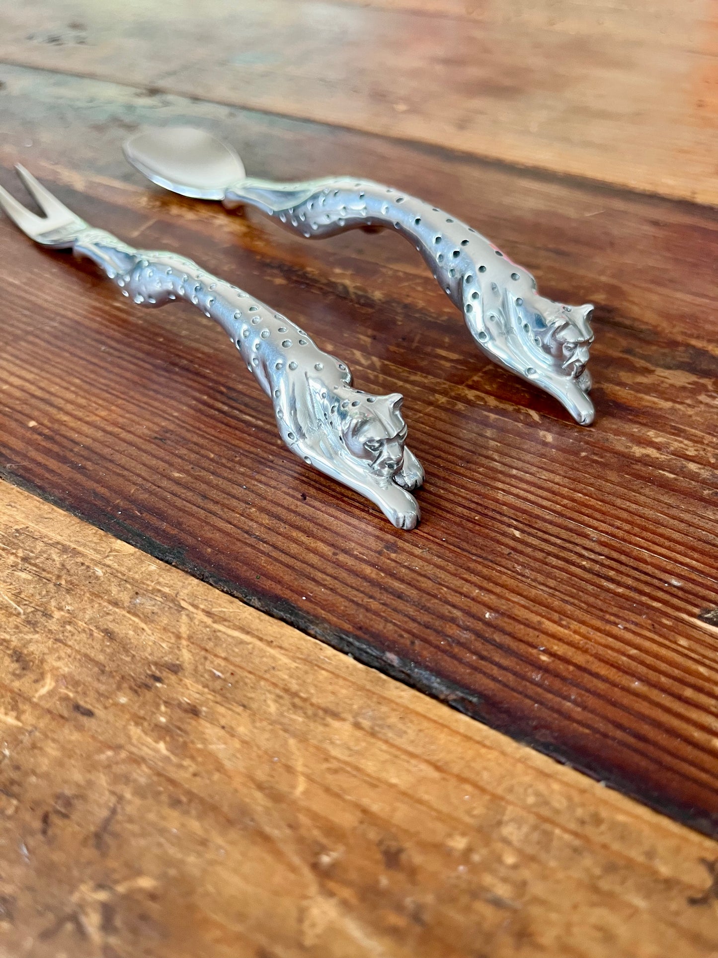 Cheetah Condiment Bowls with spoon and fork