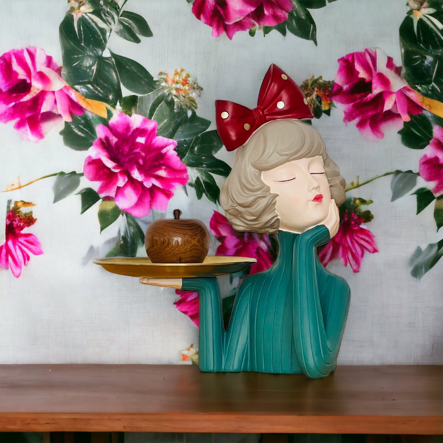Funky Lady Tray with Wooden Apple
