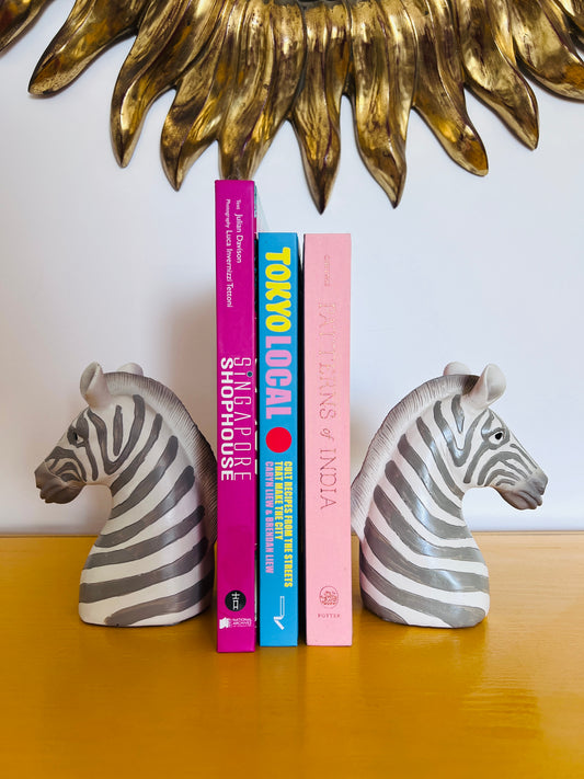 Funky Pair of Zebra Bookends