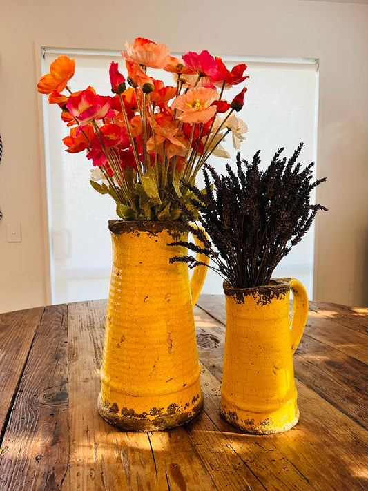 Beautiful Set of Decorative Jugs with Faux Flowers