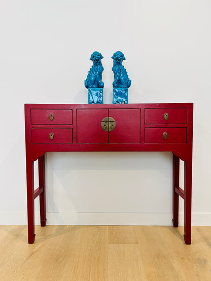 Red Wooden Oriental Hall/Side Table