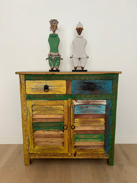 Beautiful Rustic Colourful Wooden Cabinet