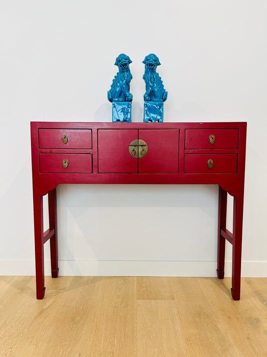 Red Wooden Oriental Hall/Side Table