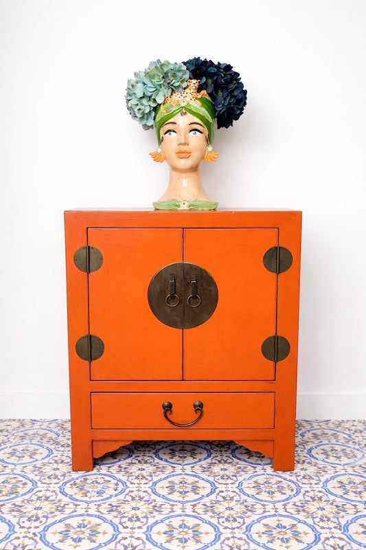 Beautiful Orange Oriental Cabinet