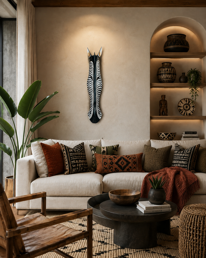 Wooden Zebra Face Wall Hanging