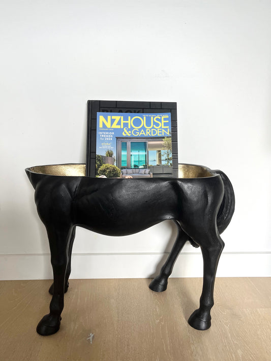 Black/ Gold Open Horse Sculpture