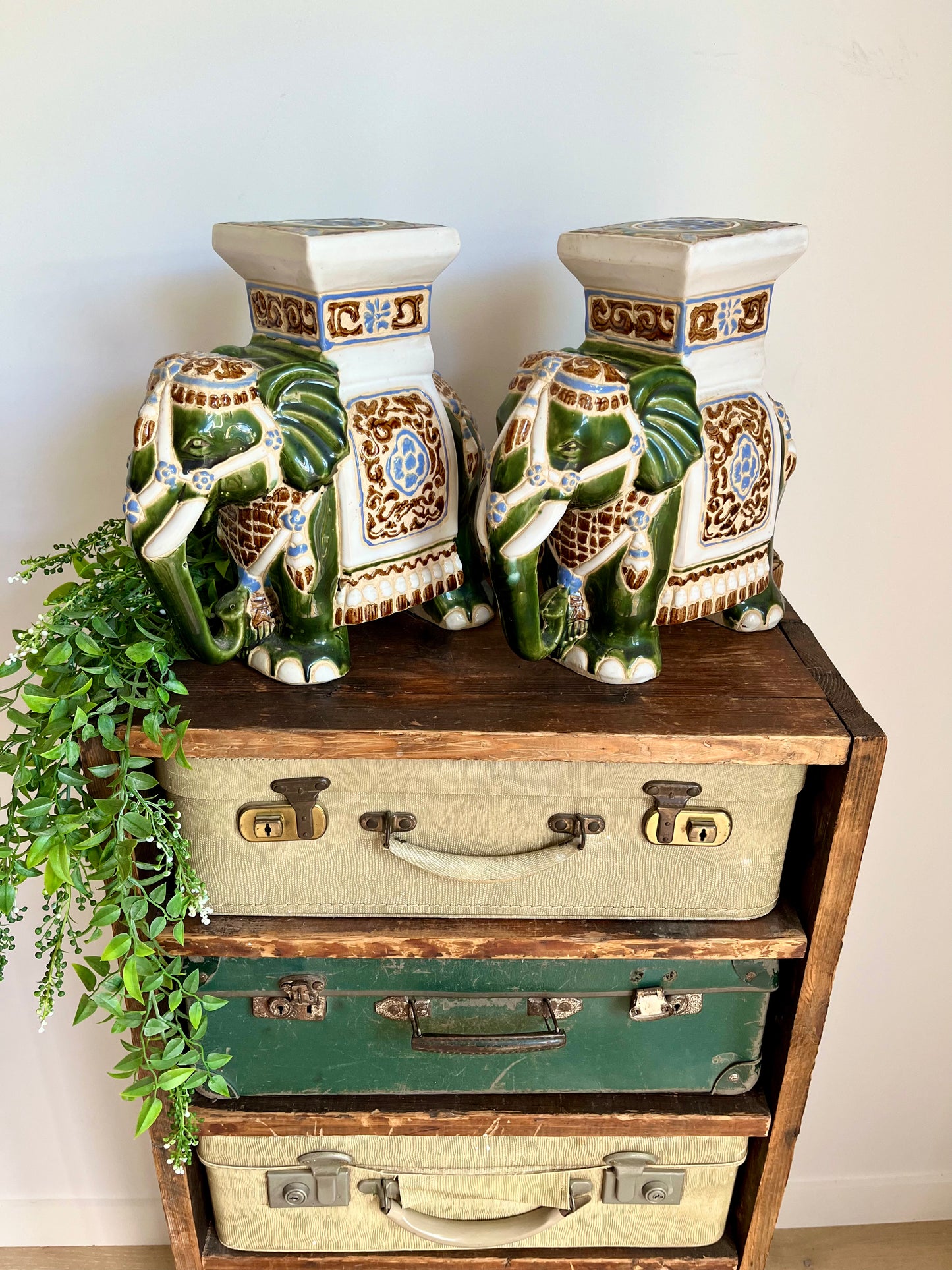 Pair of Ceramic Elephant Pot Stands