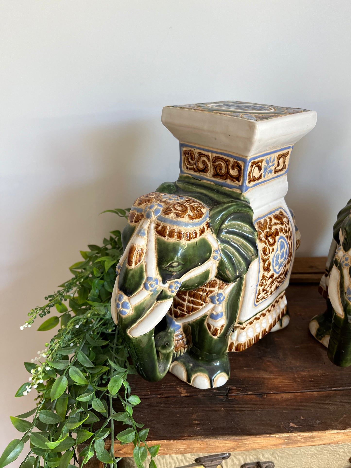 Pair of Ceramic Elephant Pot Stands