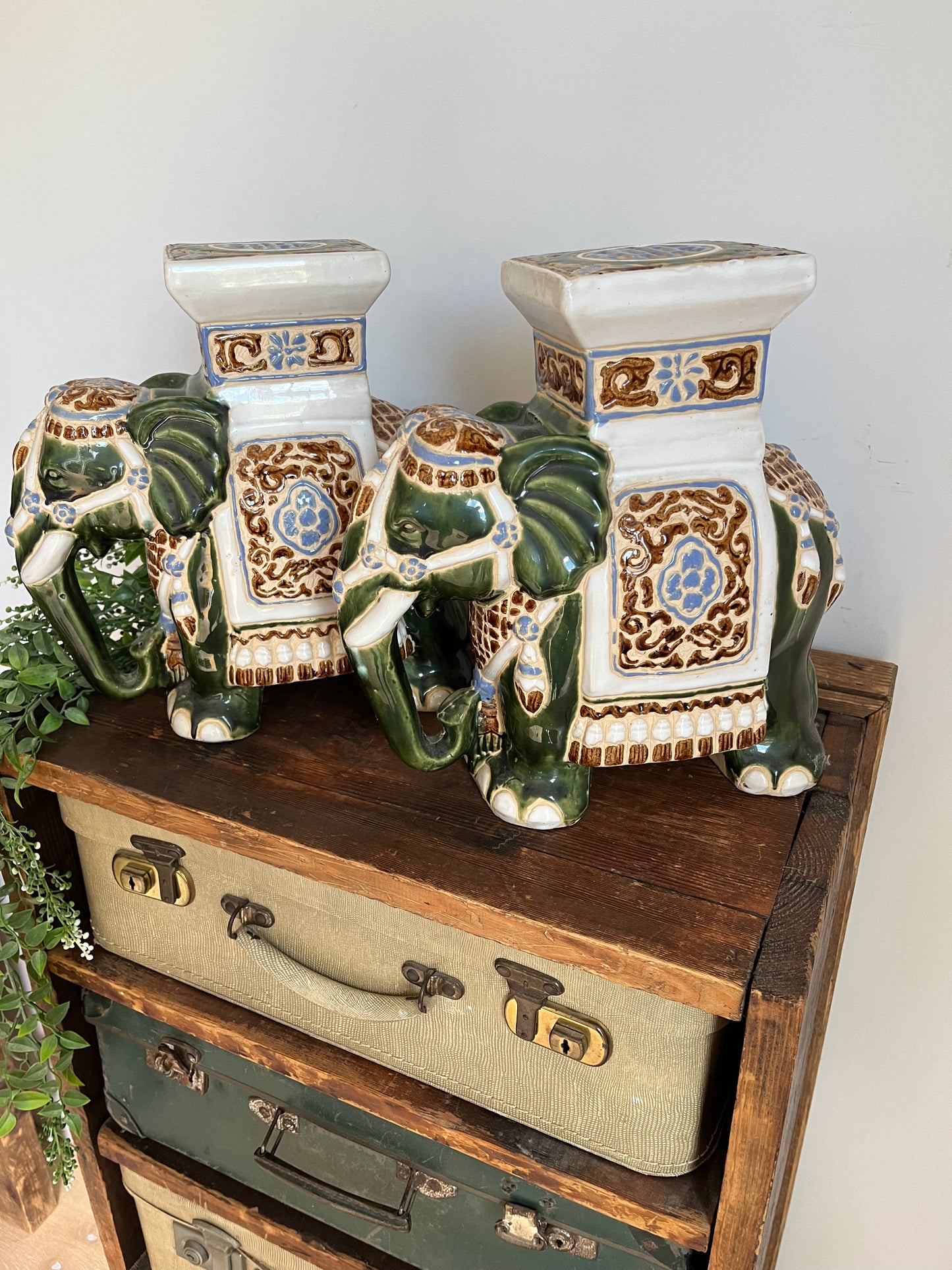Pair of Ceramic Elephant Pot Stands