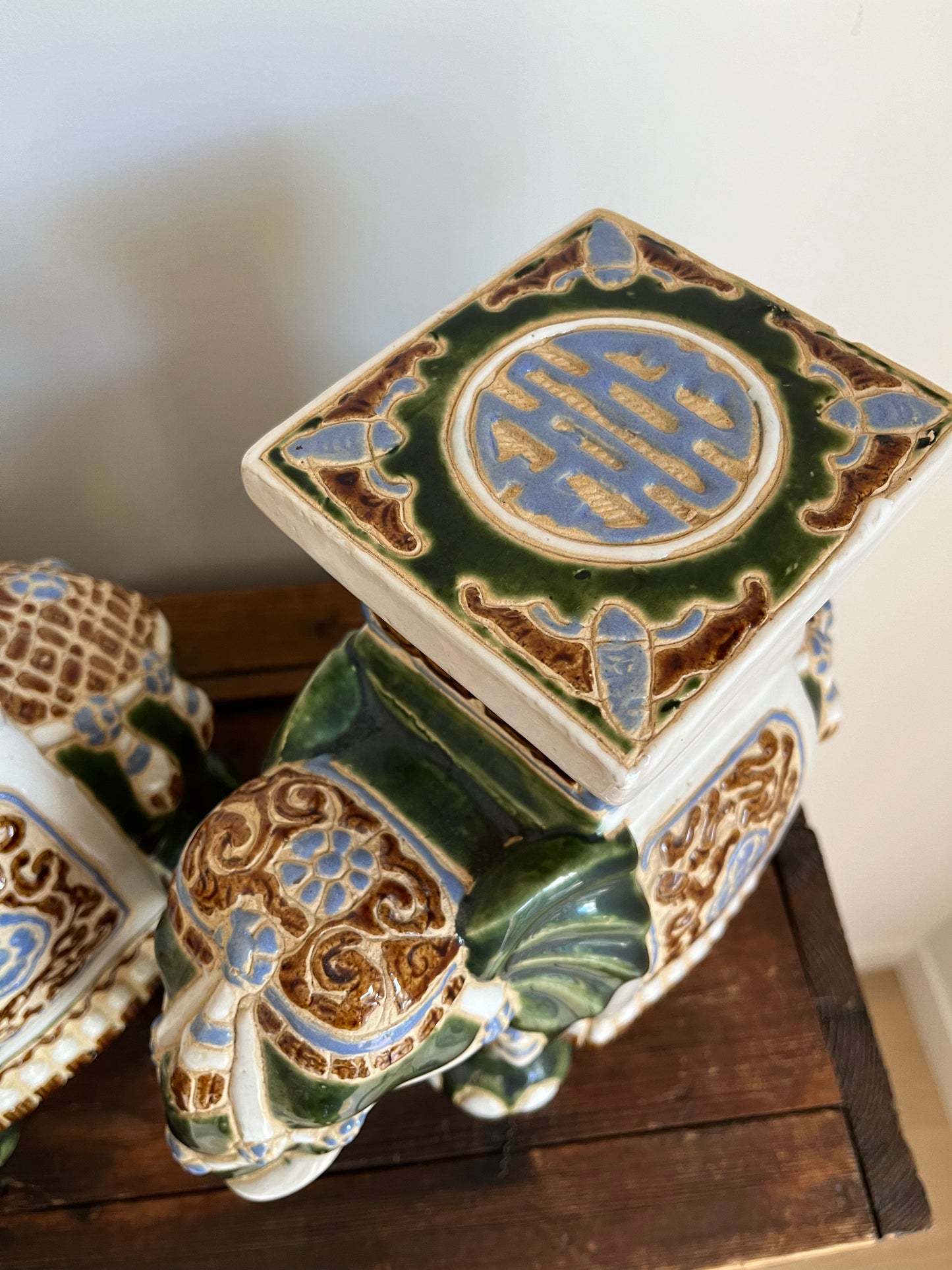 Pair of Ceramic Elephant Pot Stands