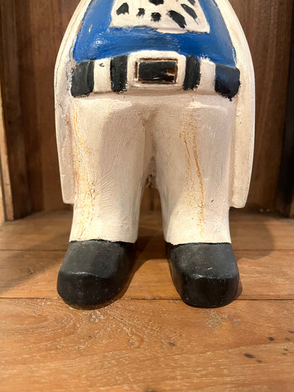 Vintage Wooden Display Cabinet with Wooden Figurine