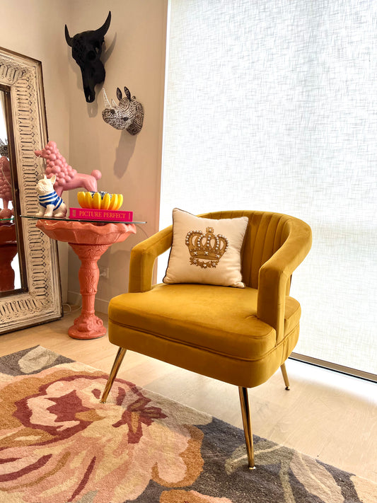 Stunning Velvet Mustard Armchair