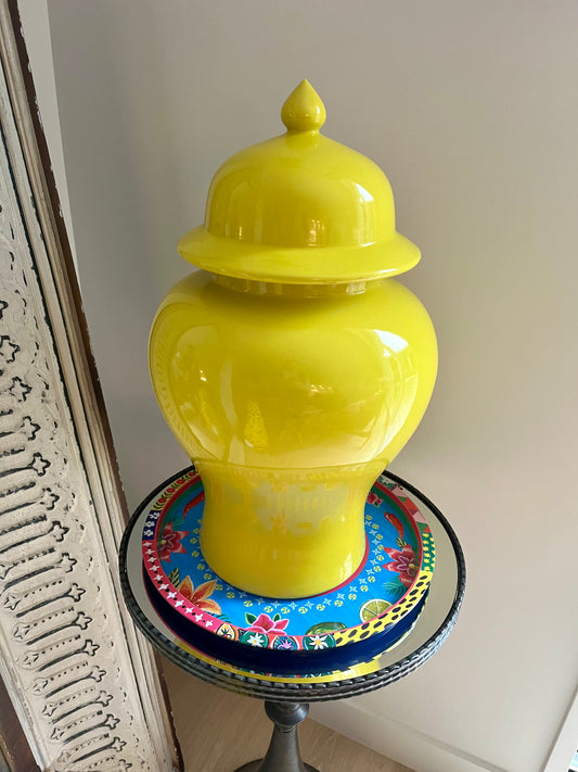 Gorgeous Tall Yellow Ginger Jar