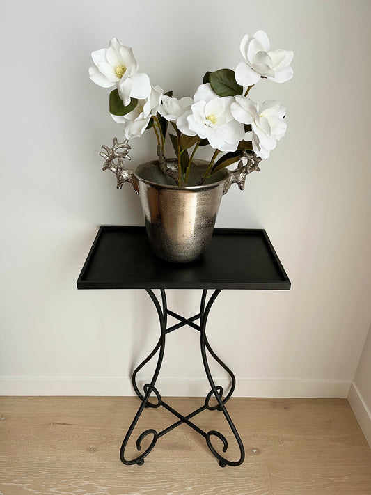 Le Forge Silver Champagne Bucket With Faux Magnolia Plant
