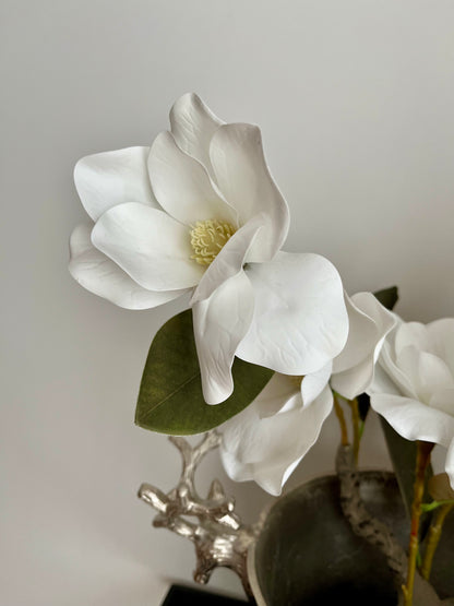 Le Forge Silver Champagne Bucket With Faux Magnolia Plant