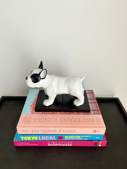 Cute Black and White French Bulldog Bookends