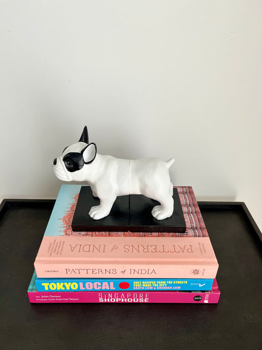 Cute Black and White French Bulldog Bookends