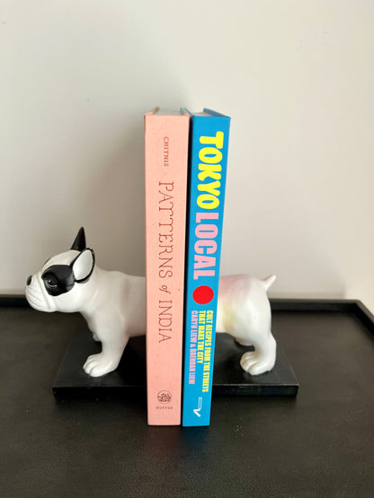 Cute Black and White French Bulldog Bookends