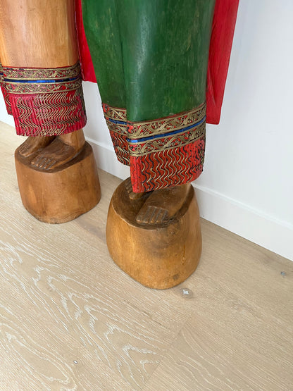 Beautiful Wooden Thai  Sawasdee Lady Wooden Statues