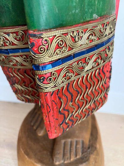 Beautiful Wooden Thai  Sawasdee Lady Wooden Statues