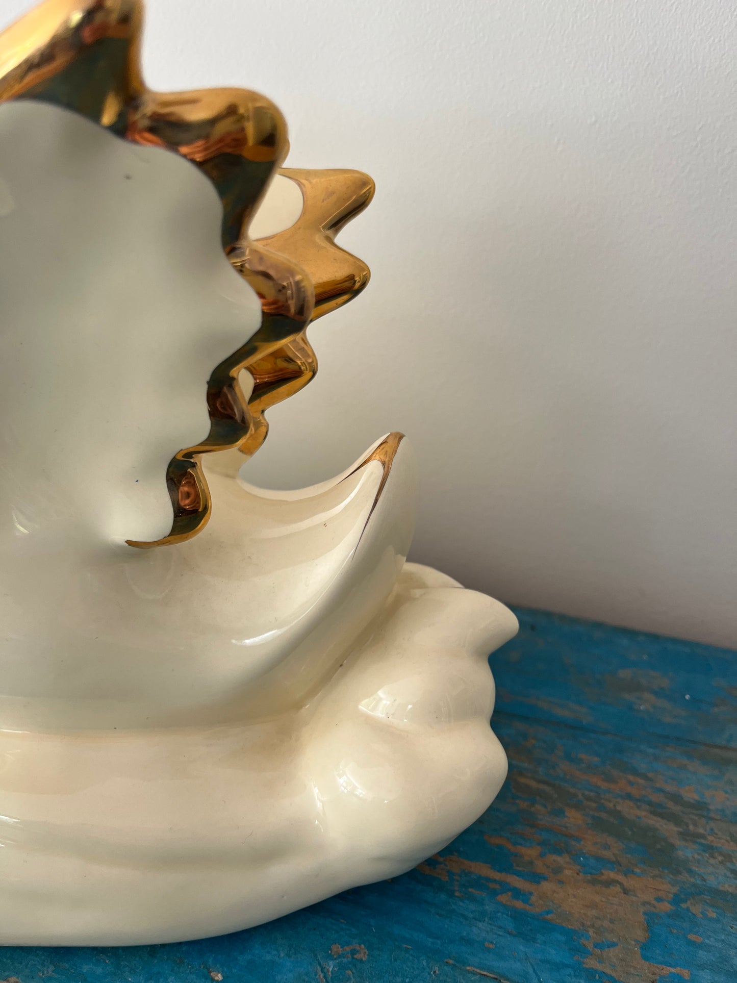 Large Vintage Porcelain Double Swan Figurine Centerpiece