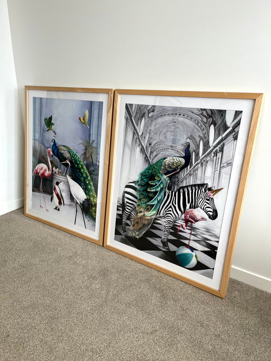 Beautiful Pair of Large Urban Road Framed Whimsical Prints