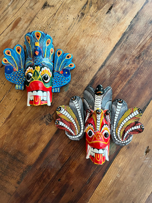 Pair of Small Colourful Wooden Masks